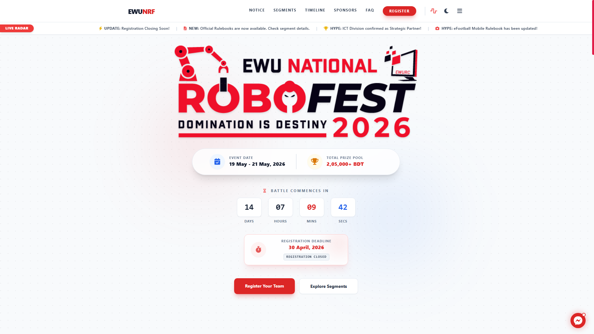 National Robo Fest 2026 NRF26 Official Event Website